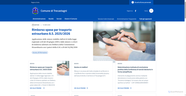 Security scan screenshot of https://comune.trecastagni.ct.it/