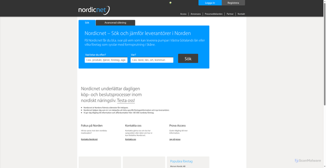 Security scan screenshot of https://nordicnet.se