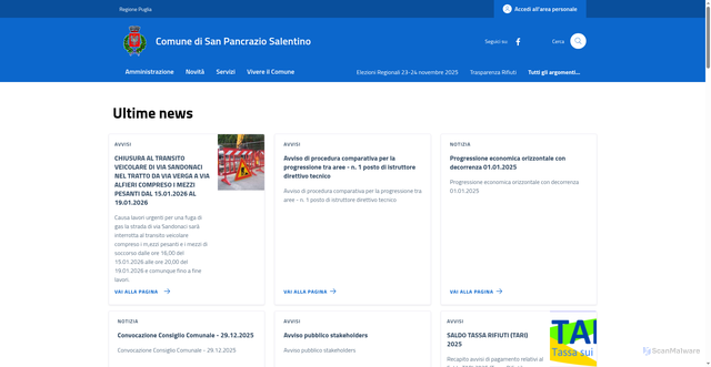 Security scan screenshot of https://comune.sanpancraziosalentino.br.it/