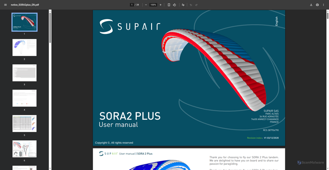Security scan screenshot of https://www.supair.com/document/notices/notice_SORA2plus_EN.pdf