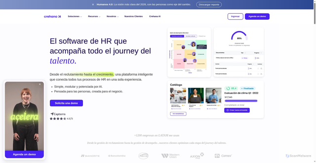 Security scan screenshot of https://www.crehana.com
