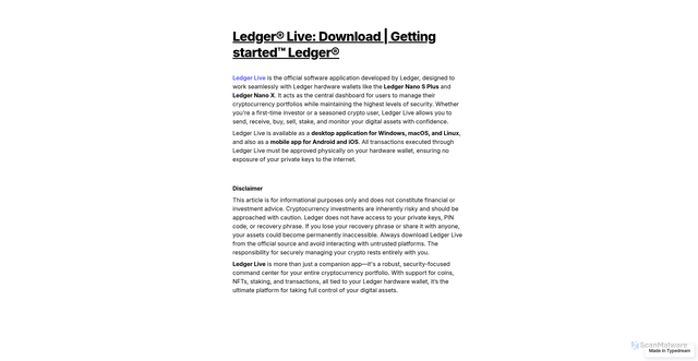 Security scan screenshot of https://us--ledger-live-crypto-cdn-en.typedream.app