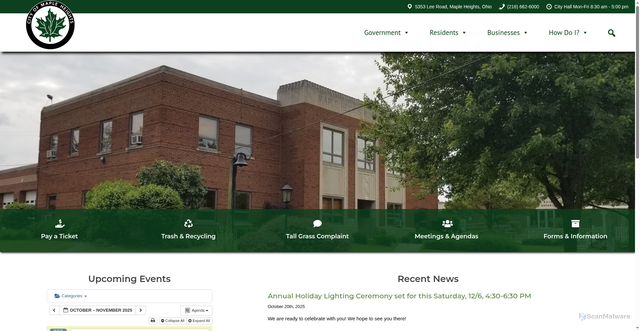 Security scan screenshot of https://mapleheightsohio.gov/