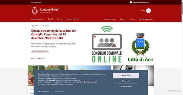 Security scan screenshot of https://www.comune.acri.cs.it/