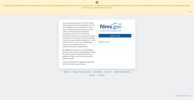 Security scan screenshot of https://www.fdms.gov/