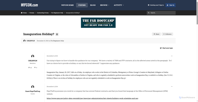 Security scan screenshot of https://www.wifcon.com/discussion/index.php?%2Fforums%2Ftopic%2F3807-inauguration-holiday%2F=