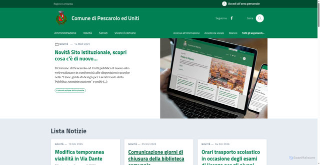 Security scan screenshot of https://www.comune.pescaroloeduniti.cr.it
