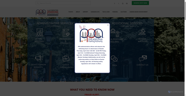 Security scan screenshot of https://philapark.org