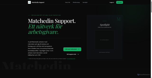Security scan screenshot of https://matchedinsupport.se