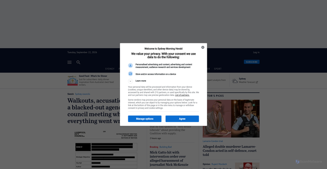Security scan screenshot of https://www.smh.com.au