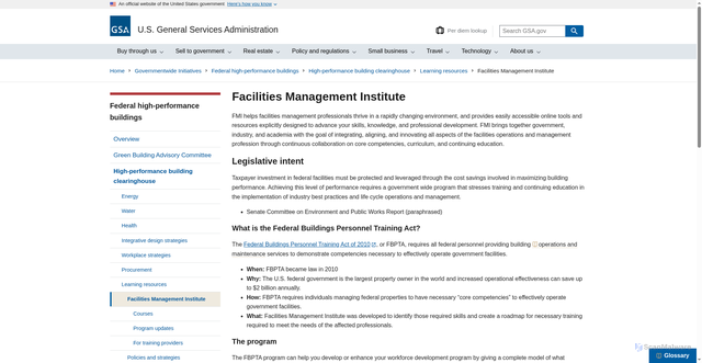 Security scan screenshot of https://www.gsa.gov/governmentwide-initiatives/federal-highperformance-buildings/highperformance-building-clearinghouse/learning-resources/facilities-management-institute