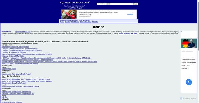 Security scan screenshot of https://www.highwayconditions.com/in/