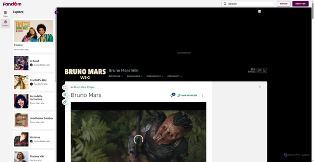 Security scan screenshot of https://brunomars.fandom.com/wiki/Bruno_Mars