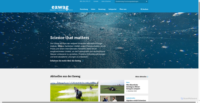 Security scan screenshot of https://www.eawag.ch/de/