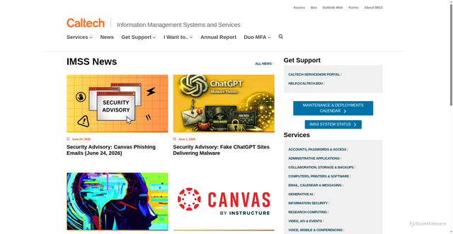 Security scan screenshot of https://archive-classroomconnection.caltech.edu
