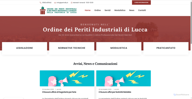 Security scan screenshot of https://www.peritiindustrialilucca.it/