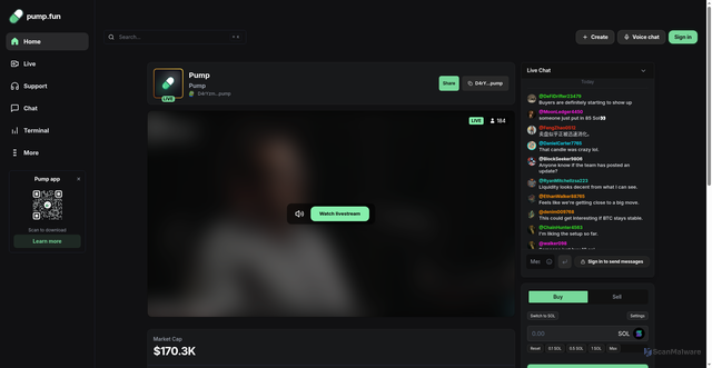 Security scan screenshot of https://pumplive.xyz/