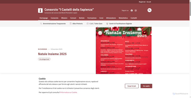Security scan screenshot of https://www.castellidellasapienza.it/