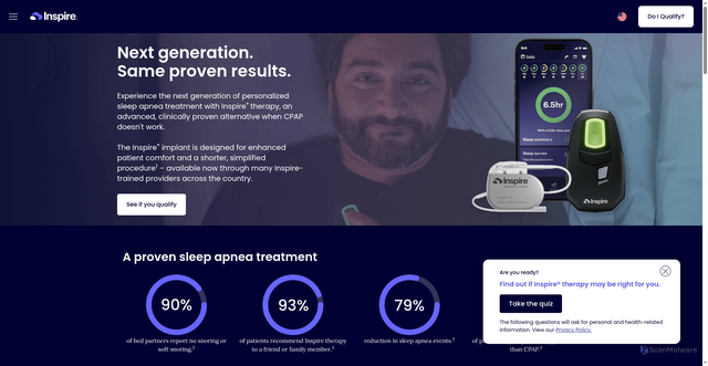 Security scan screenshot of https://www.inspiresleep.com
