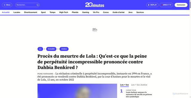 Security scan screenshot of https://www.20minutes.fr/justice/4181408-20251024-proces-meurtre-lola-signifie-perpetuite-incompressible-requise-contre-dahbia-benkired