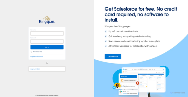 Security scan screenshot of https://kingspan-na.lightning.force.com