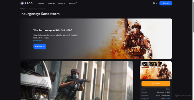 Security scan screenshot of https://sandstorm.game