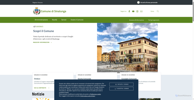 Security scan screenshot of https://www.comune.sinalunga.si.it