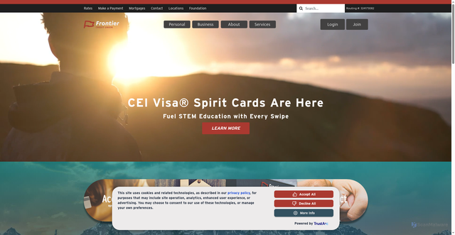 Security scan screenshot of https://frontiercreditunion.com/