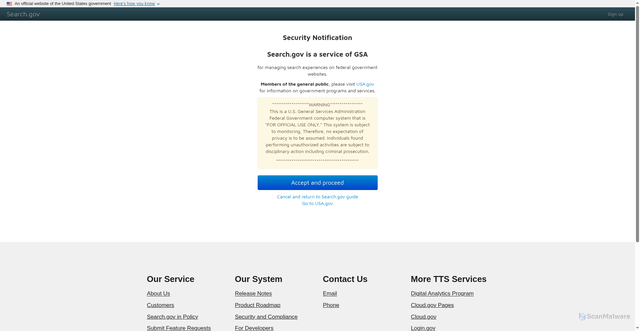 Security scan screenshot of https://search.usa.gov/