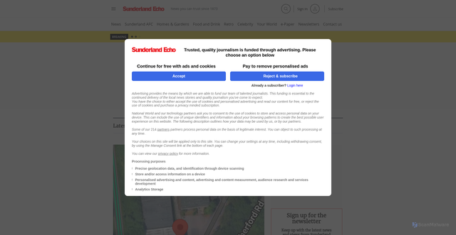 Security scan screenshot of https://sunderlandecho.com