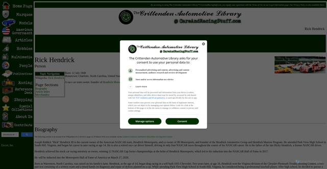 Security scan screenshot of https://www.carsandracingstuff.com/library/h/hendrickrick.php