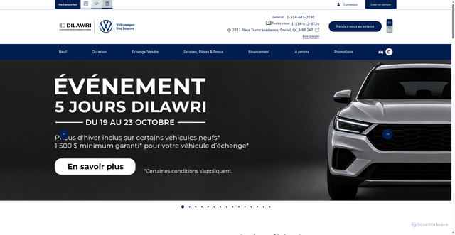 Security scan screenshot of https://volkswagendessources.ca