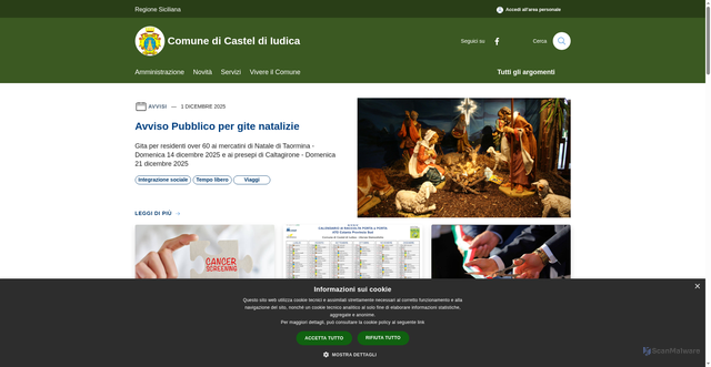 Security scan screenshot of https://www.comune.casteldiiudica.ct.it/it