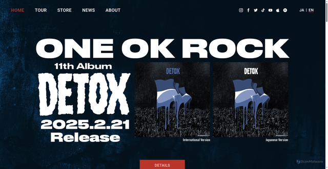 Security scan screenshot of https://www.oneokrock.com/en/