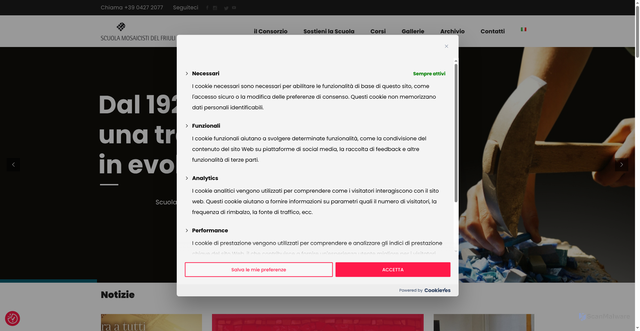 Security scan screenshot of https://scuolamosaicistifriuli.it/