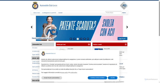 Security scan screenshot of https://lecce.aci.it/