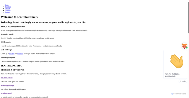 Security scan screenshot of https://senithlokitha-tk.pages.dev/tempgallery/senith-a3/packeges.html