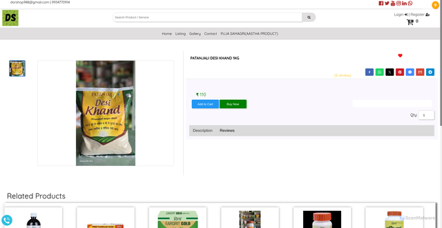 Security scan screenshot of https://dorshoponline.in/PATANJALI-DESI-KHAND-1KG_714807