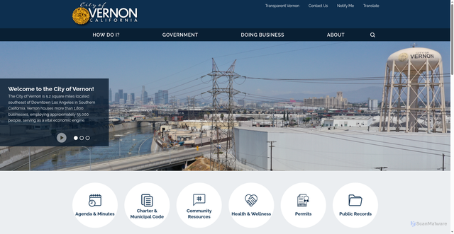 Security scan screenshot of https://www.cityofvernonca.gov/
