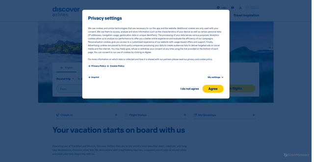 Security scan screenshot of https://www.discover-airlines.com/