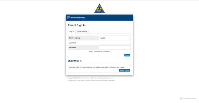 Security scan screenshot of https://oxford.powerschool.com