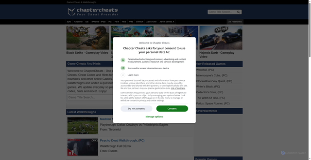 Security scan screenshot of https://chaptercheats.com