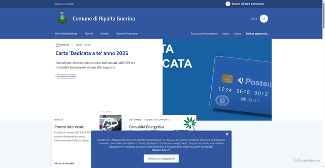 Security scan screenshot of https://comune.ripaltaguerina.cr.it/