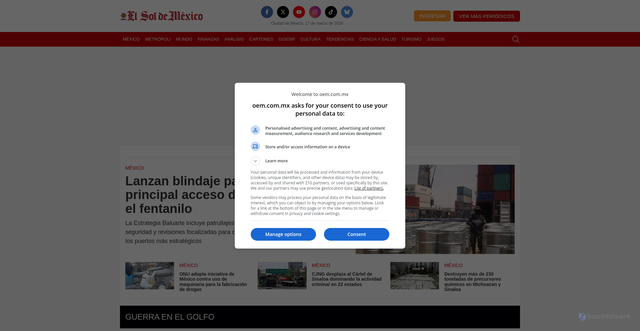 Security scan screenshot of https://elsoldemexico.com.mx