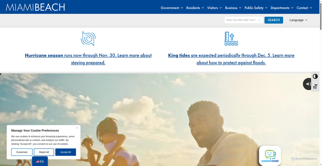Security scan screenshot of https://www.miamibeachfl.gov/
