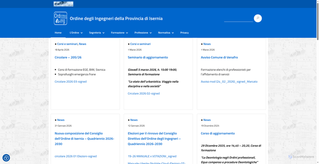 Security scan screenshot of https://www.ordingisernia.it