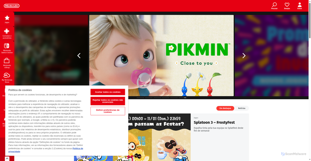 Security scan screenshot of https://nintendo.pt