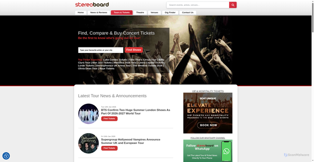 Security scan screenshot of https://stereoboard.com
