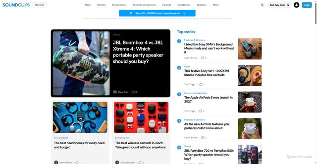 Security scan screenshot of https://soundguys.com