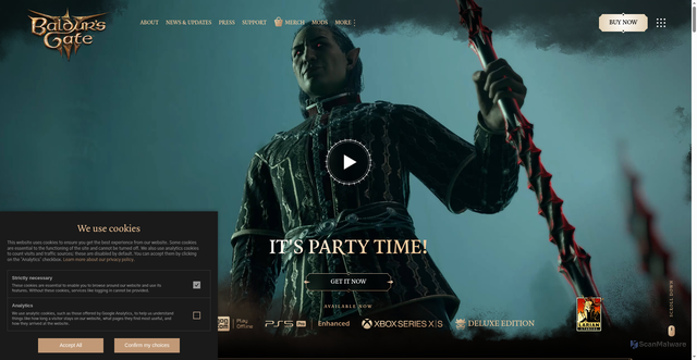 Security scan screenshot of https://baldursgate3.game/
